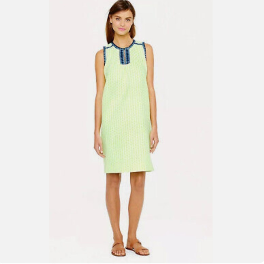 J. Crew Arrow Embroidered Jacquard Dress
